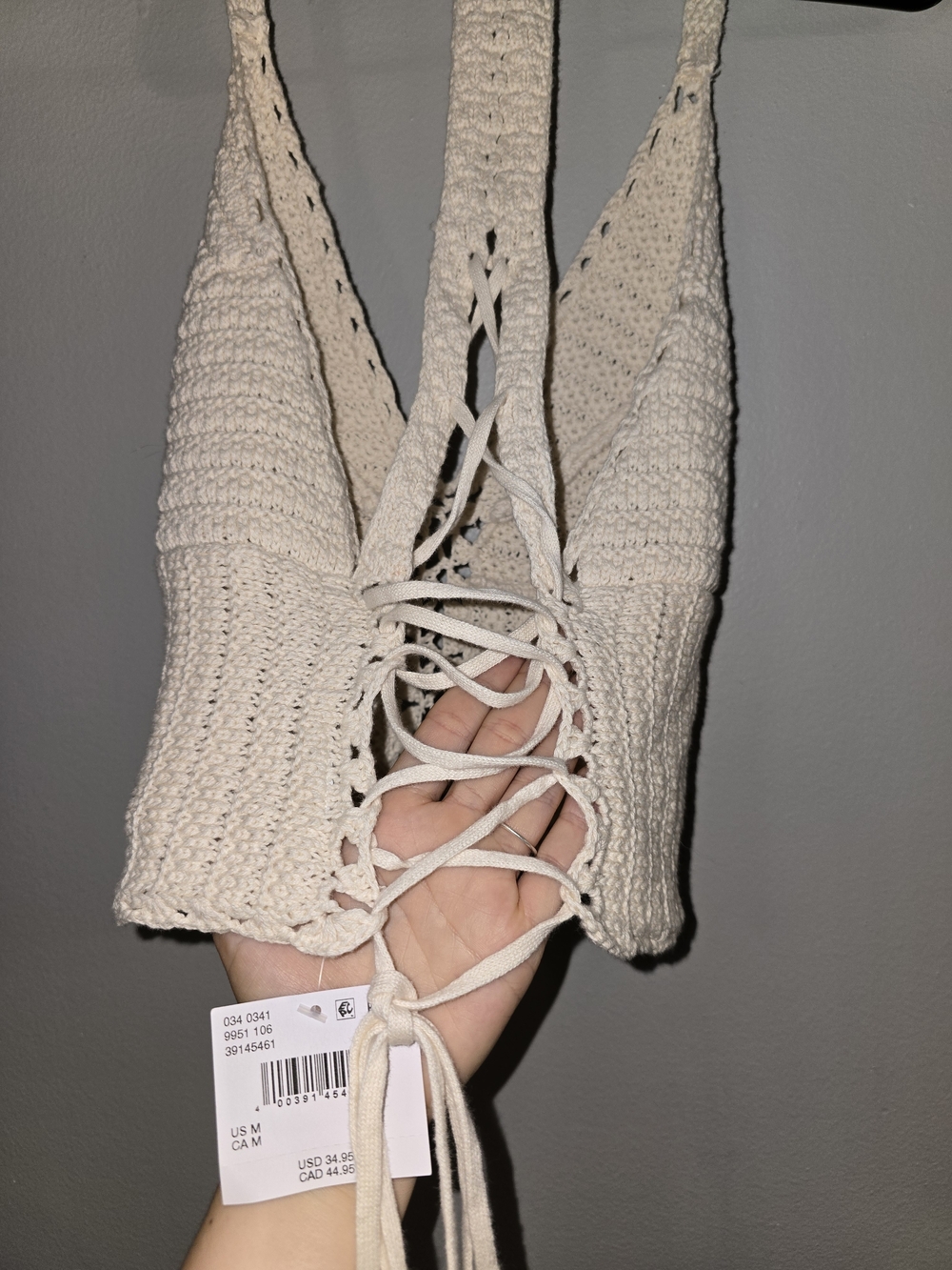 The Summer I Turned Pretty Crochet V-Neck Crop Top in Cream - Picture 5 of 10